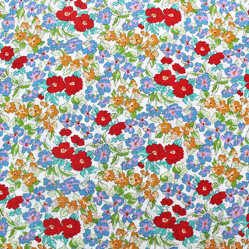 Brightly Coloured Floral Cotton Lawn Fabric