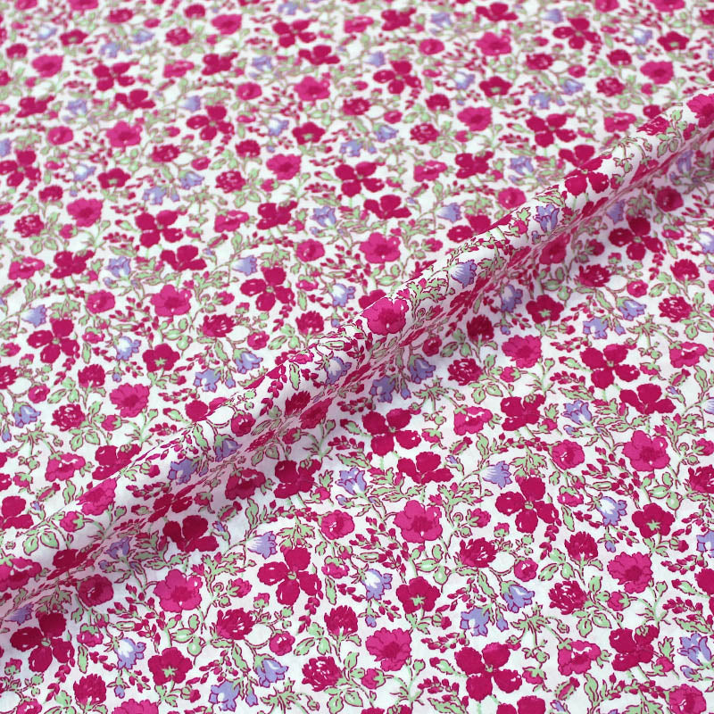 Dressmaking Floral Cotton Lawn - Flower Field - Pinks