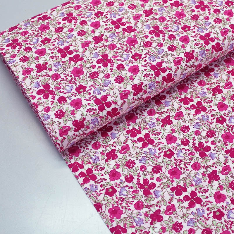Pink and lilac floral cotton lawn fabric