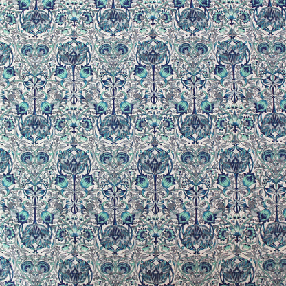 Dressmaking Floral Cotton Lawn - Jane - Blue and Turquoise