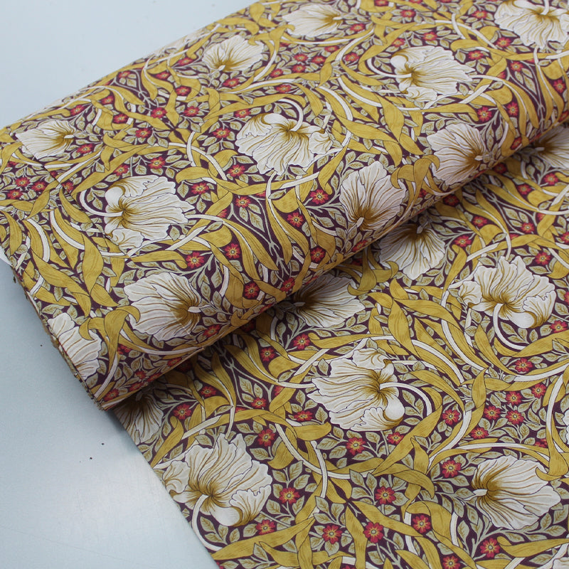 Yellow Traditional Floral 100% Cotton Lawn Fabric