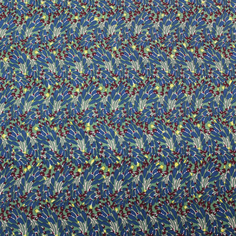 Dark blue floral cotton lawn fabric