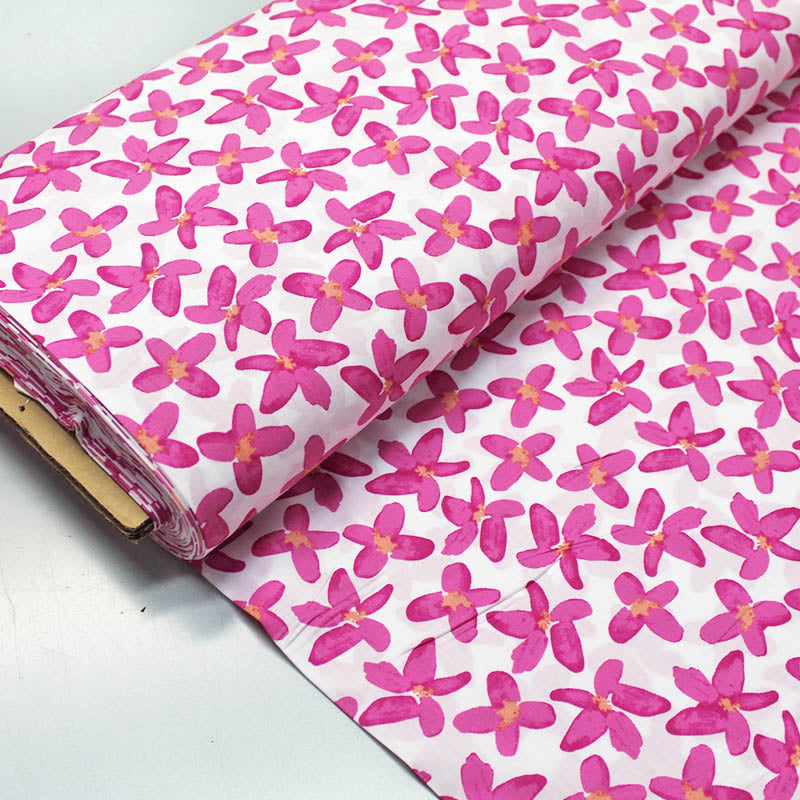 pink and white floral cotton lawn fabric