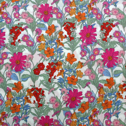 pink floral cotton lawn fabric
