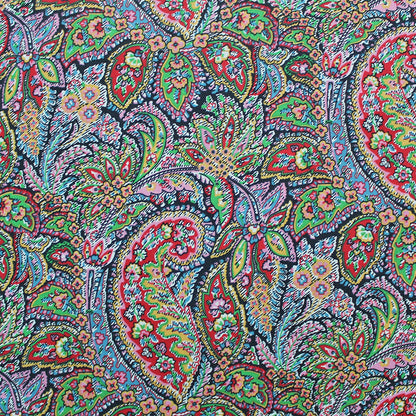 blue and pink paisley print cotton lawn fabric 