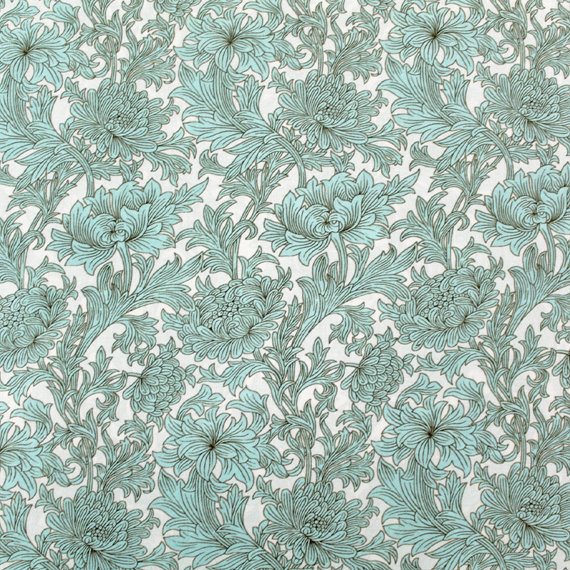 Green floral cotton lawn fabric