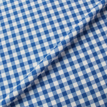 Dressmaking Cotton 9mm Gingham - Cornflower Blue and White