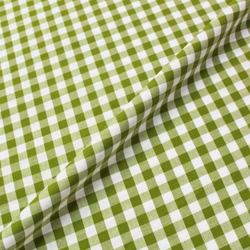 Dressmaking Cotton 9mm Gingham - Sage Green and White