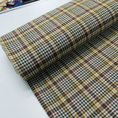 Yellow Prince of Wales check wool fabric