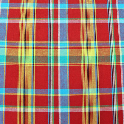 Red Check Madras Cotton Fabric