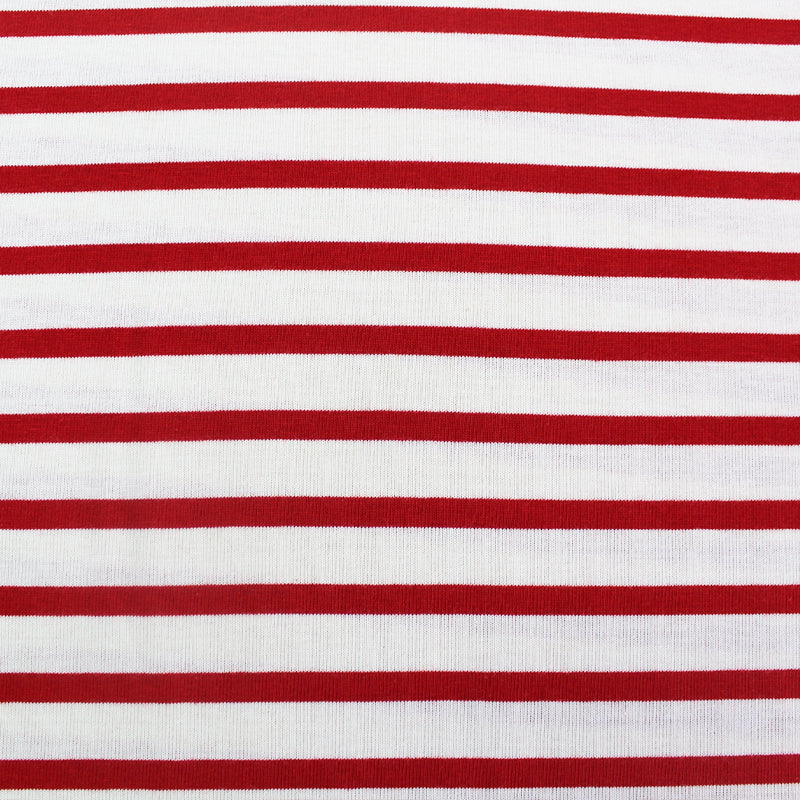 Red Breton Stripe Organic Cotton Jersey Fabric