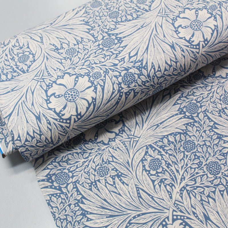 Pale Blue Floral Viscose Fabric - Morris