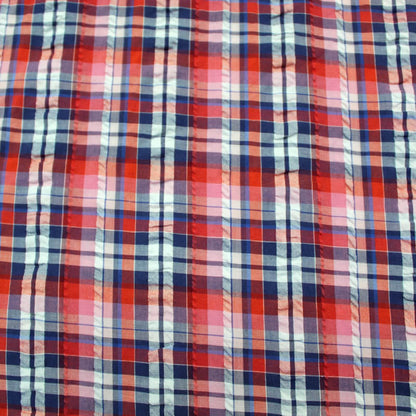 Dressmaking Red, White and Blue Check Seersucker