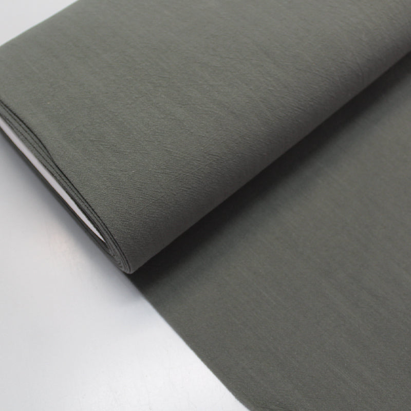 Khaki Green Stonewashed Cotton Fabric