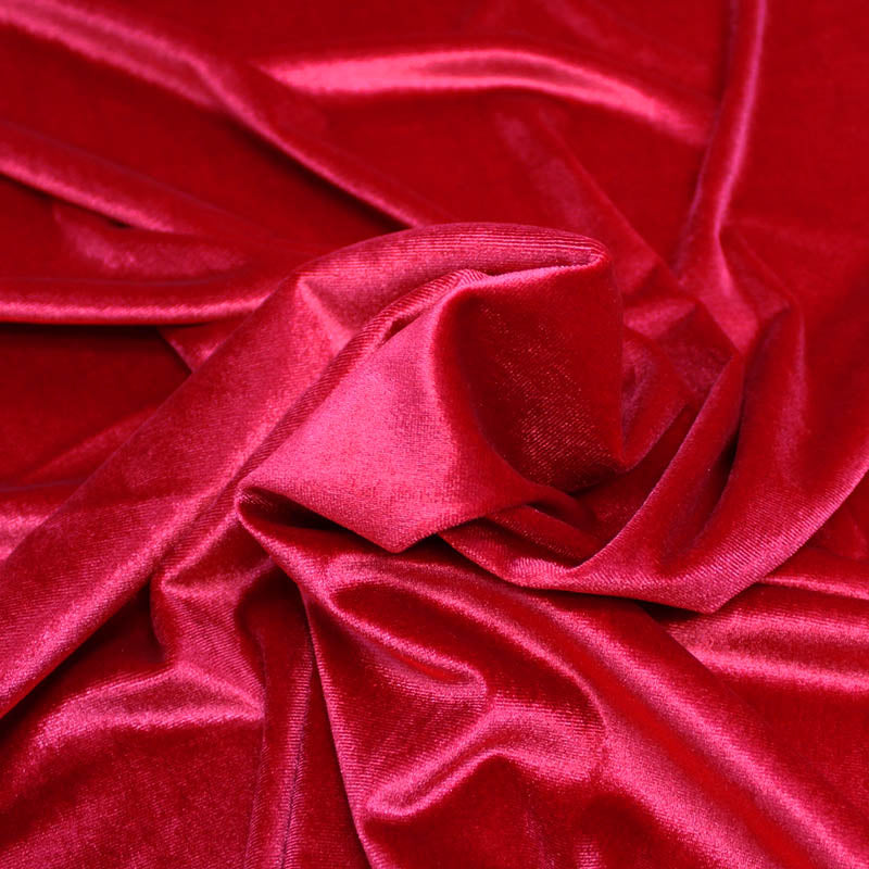 Red Stretch Velvet Fabric 