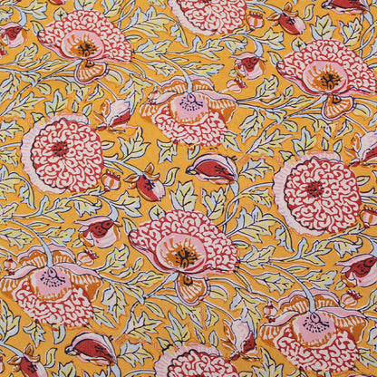 Orange and Pink Floral Tencel Lawn Fabric
