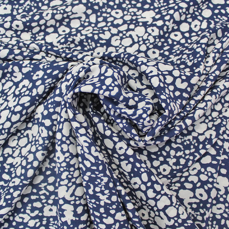Blue and White Dressmaking viscose fabric