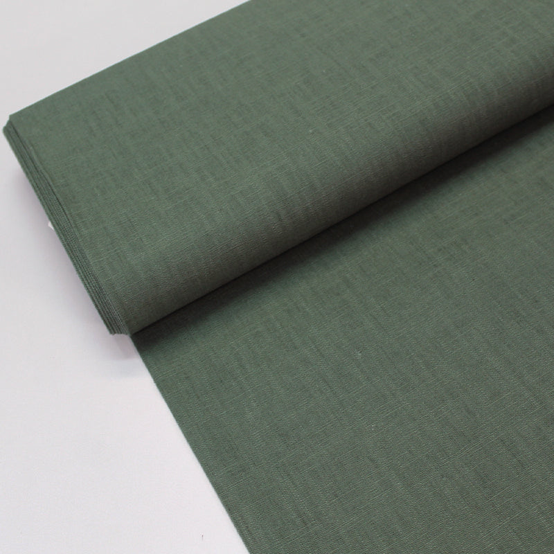 racing green 100% linen dressmaking fabric