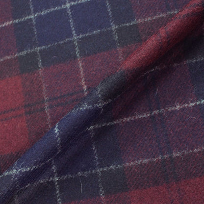Dressmaking Wool Check - Navy and Burgundy