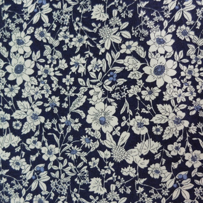 Autumn Flowers Cotton - Navy Blue