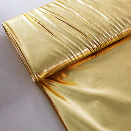 Foil Print Stretch Polyester Jersey - Gold