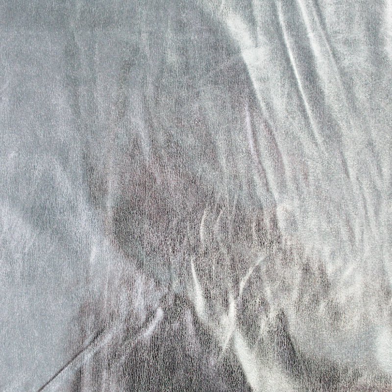 Foil Print Stretch Polyester Jersey - Silver