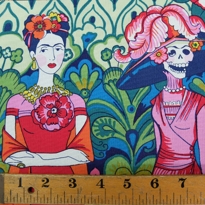 Frida La Catrina Border Print Cotton by Alexander Henry - Dark Marine Blue