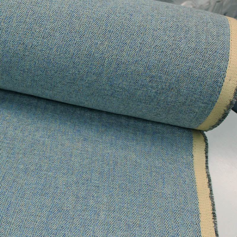 Blue herringbone furnishing fabric 100% polyester