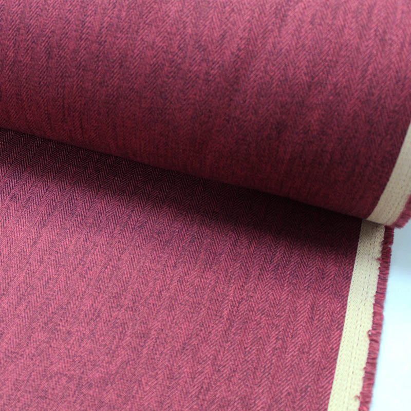 burgundy red herringbone furnishing and upholstery fabric