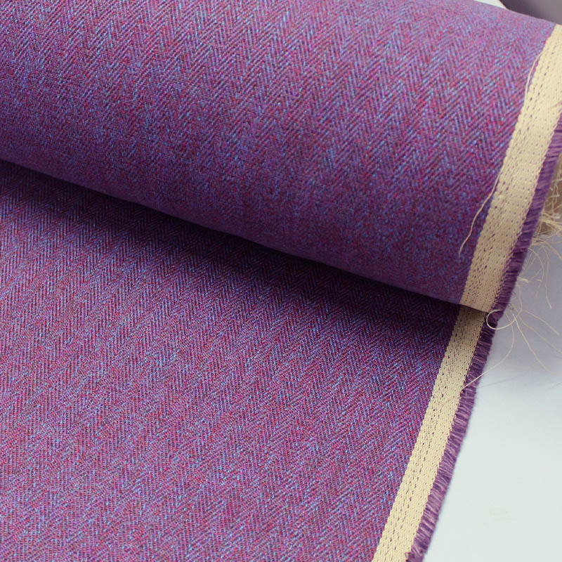 Purple heather herringbone furnishing fabric