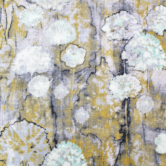 dandelion print yellow furnishing fabric