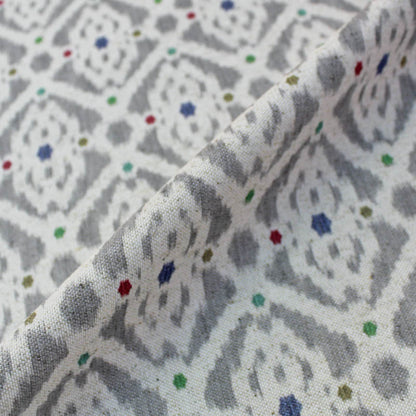 Grey and Jewel Ikat Fabric