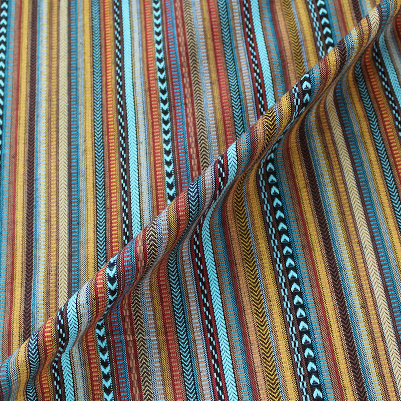 Indian Cotton Colourwoven Stripe - A Quiver of Arrows - Yellow and Teal