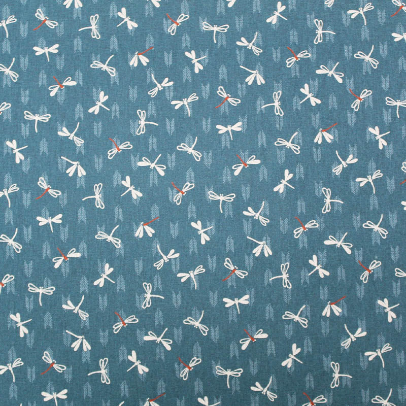 Green Cotton Japanese Dragonfly Fabric | Galore