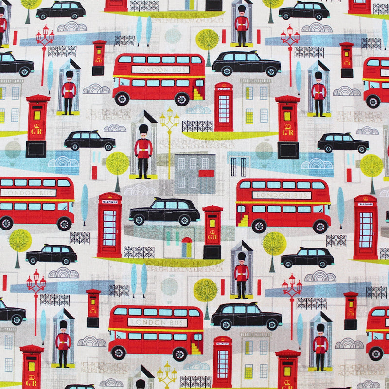 London Icon print cotton fabric Jubilee