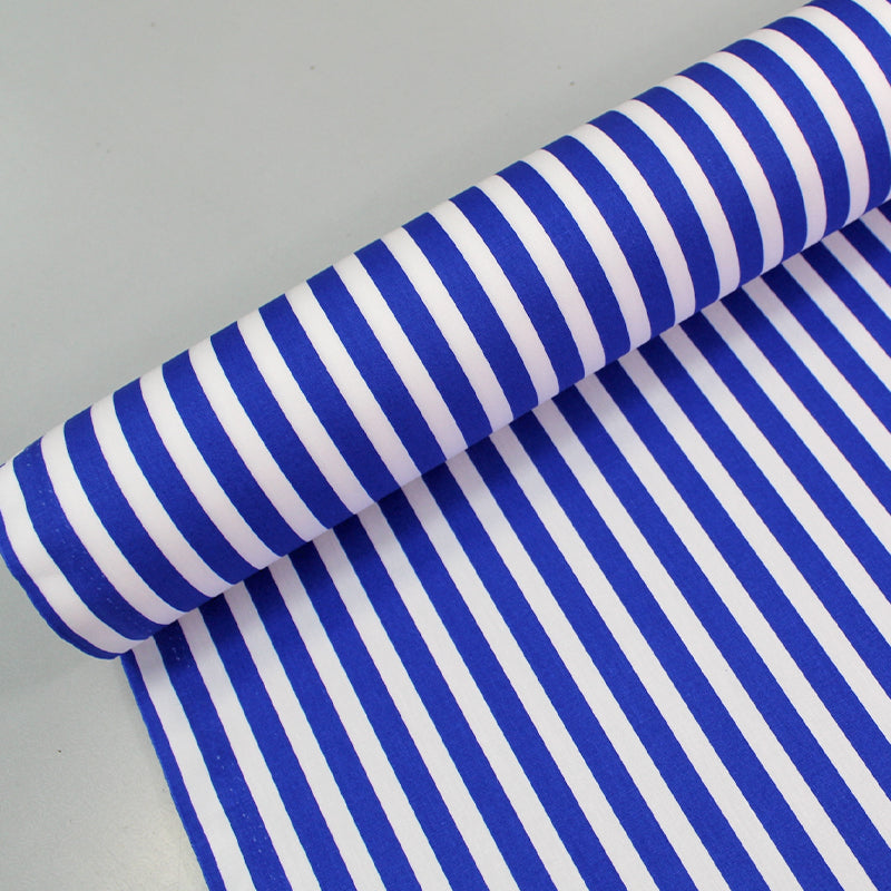 royal blue and white stripe cotton fabric
