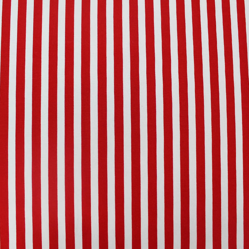 Red and White Striped Cotton Fabric