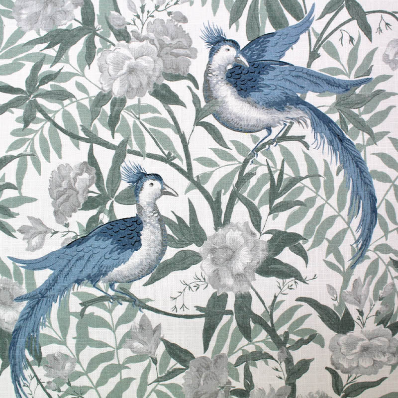 Laura Ashley Furnishing Cotton - Osterley Birds - Seaspray