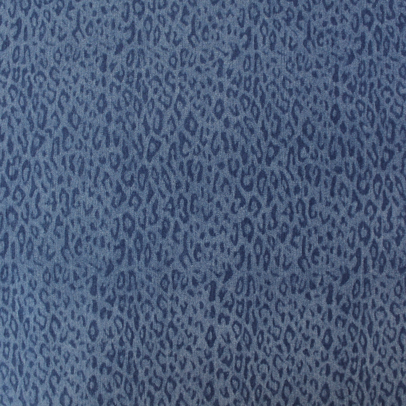 Leopard Print Cotton Blend Denim - Blue