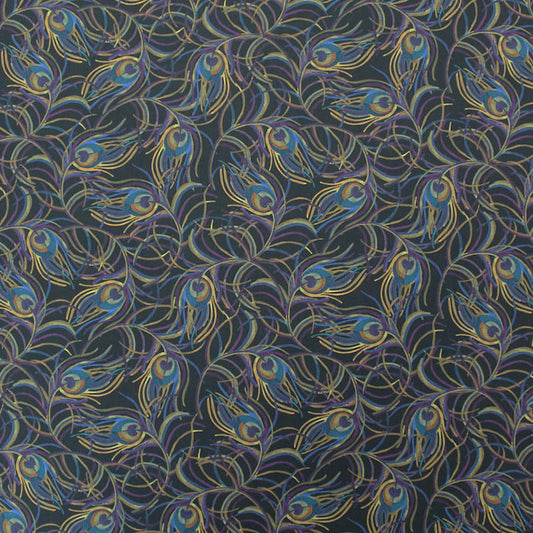 Liberty Fabrics Black Peacock Feather Cotton Lawn - Isadora 