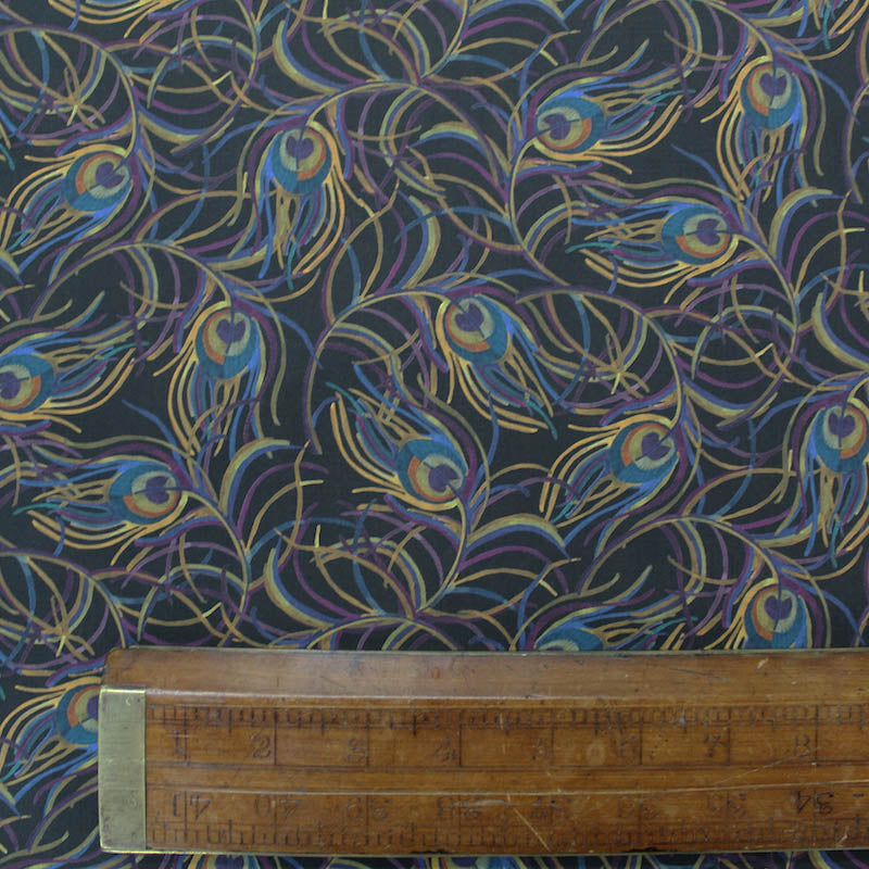 Liberty Fabrics Black Peacock Feather Cotton Lawn - Isadora 