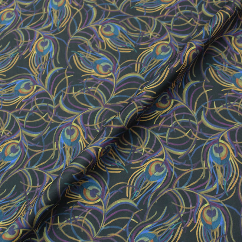 Liberty Fabrics Black Peacock Feather Cotton Lawn - Isadora 