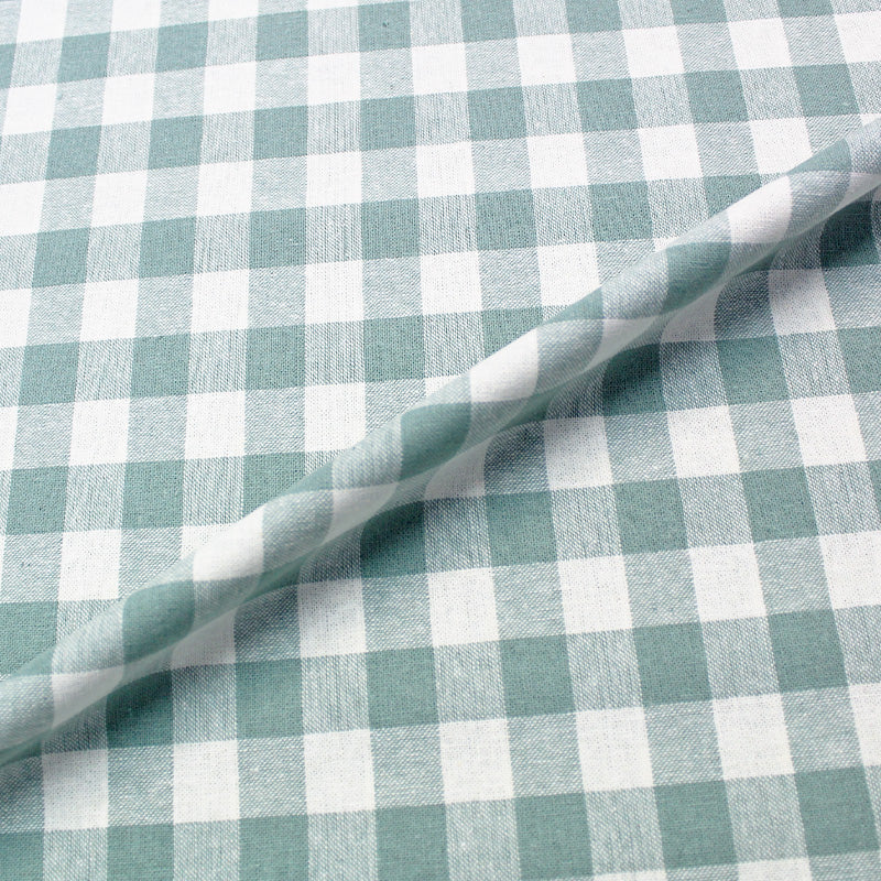 Linen and Cotton Mix - Gingham - Duck Egg Blue