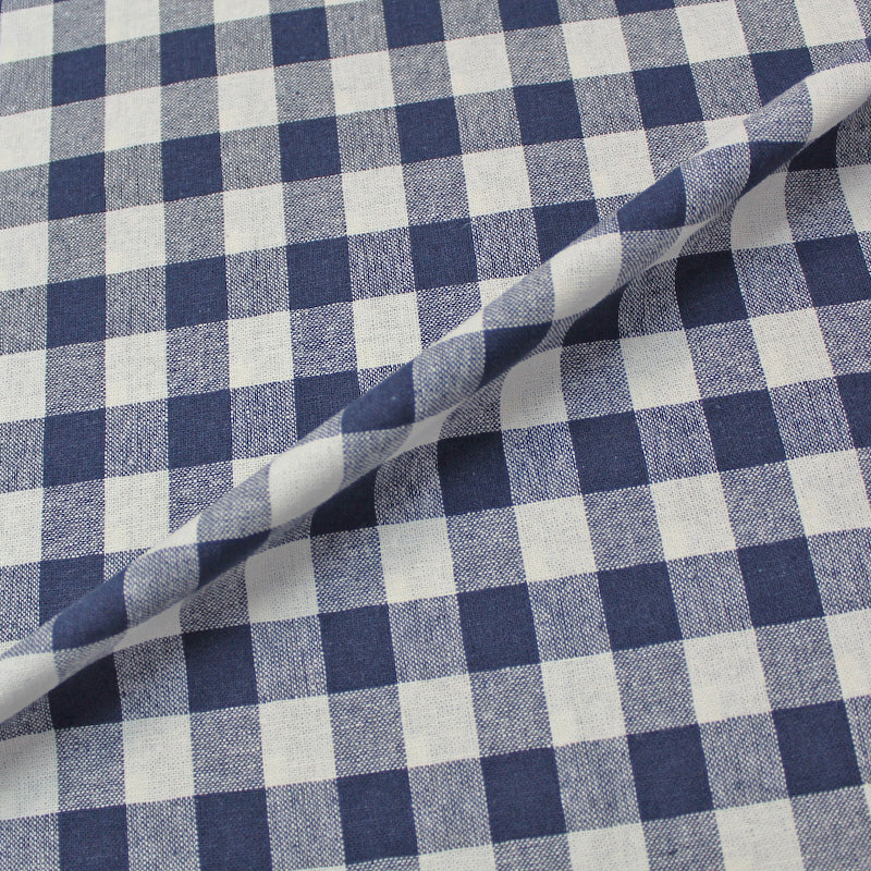 Linen and Cotton Mix - Gingham - Navy