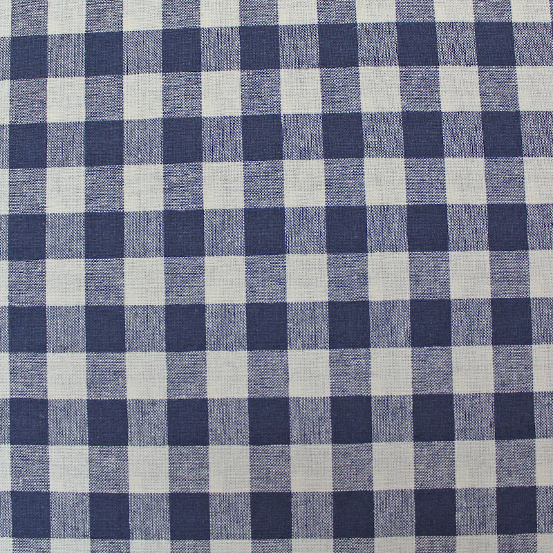 Linen and Cotton Mix - Gingham - Navy