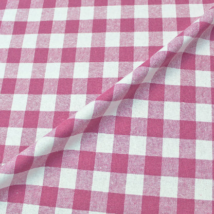 Linen and Cotton Mix - Gingham - Rose Pink