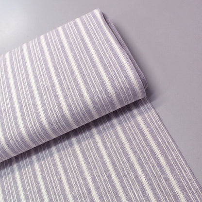 Linen and Cotton Blend Lilac striped dressmaking fabric