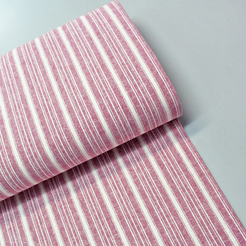 Linen Blend Pink Stripe Dressmaking Fabric