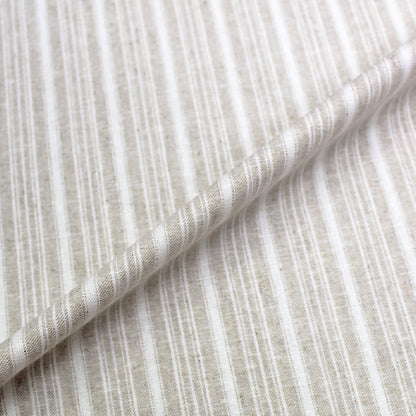 Linen and Cotton Mix - Stripe - White and Beige