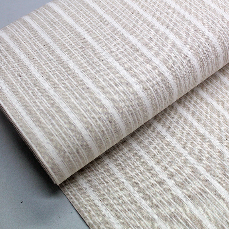 Beige and cream striped linen fabric